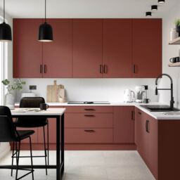 Premium Kitchens Ethos Matt Red Modern 3 Drawer Cabinet Front (H)715mm (W)497mm (T)18mm - thumbnail 3