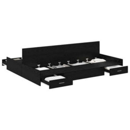 Berkfield Modern Storage Bed Frame Black Oak 140 X 200 Cm Engineered Wood - thumbnail 3