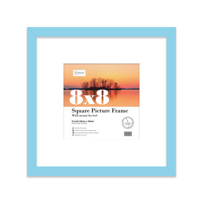 "8X8"" Light Blue Picture Frame - 8X8"" Square Frame With 6X6"" Mount For 8X8""/6X6"" Pictures Moderrn Style Thin Edge, 1 Pack" - image 1