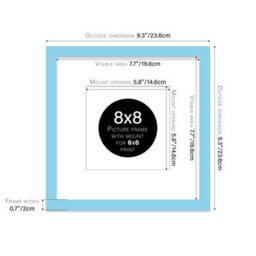 "8X8"" Light Blue Picture Frame - 8X8"" Square Frame With 6X6"" Mount For 8X8""/6X6"" Pictures Moderrn Style Thin Edge, 1 Pack" - thumbnail 2