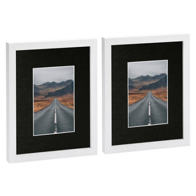 "Nicola Spring Photo Frames With 4"" X 6"" Mount - 8"" X 10"" - White/black - Pack Of 2" - image 1