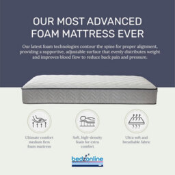 Bedz Online Bedzonline Orthopaedic Memory Foam Spring Mattress, Full Body Support, Pressure Relief, 2Ft6 Small Single (75X190Cm) - thumbnail 3