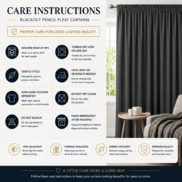 Imperial Rooms Blackout Curtain-Thermal Ready Made Pencil Pleat Curtain (2 Panel) For Dinning Room Curtain Grey,(W)2.28Mx(L)1.83M - thumbnail 8