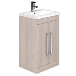 Plum&clay Novela Light Wood Floor Standing Vanity Unit With Ceramic Basin Bathroom Furniture (W)515mm