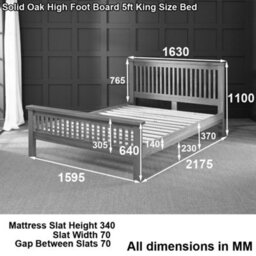 The Furniture Market Cheshire Solid Oak 5Ft King Size Bed Frame High Footboard - thumbnail 7