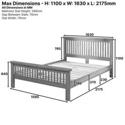 The Furniture Market Cheshire Solid Oak 5Ft King Size Bed Frame High Footboard - thumbnail 9