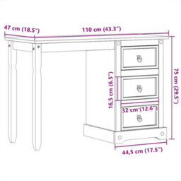 Berkfield Dressing Table Corona 110X50X75 Cm Solid Wood Pine - thumbnail 9
