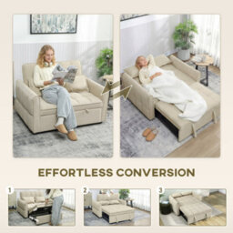 Wyld Haus Noel Cream 3-In-1 2-Seater Sofa Bed With Adjustable Back And Cushions - thumbnail 4