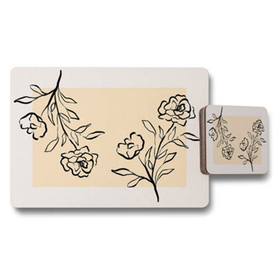 Benjamin Tate Design Floral Placemats And Coasters Set Designer Artwork On Wood Base Limited Edition Exclusive - image 1
