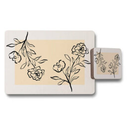 Benjamin Tate Design Floral Placemats And Coasters Set Designer Artwork On Wood Base Limited Edition Exclusive