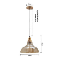 Ledsone Industrial Ceiling Pendant Light  Retro Amber Glass Lamp Shade For E27 Bulb Hanging Fixture - thumbnail 6