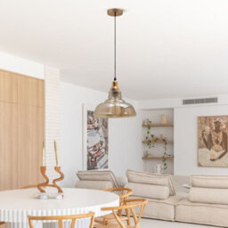 Ledsone Industrial Ceiling Pendant Light  Retro Amber Glass Lamp Shade For E27 Bulb Hanging Fixture - thumbnail 2