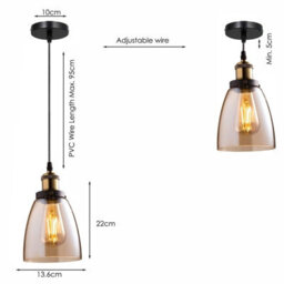 Ledsone Industrial Ceiling Pendant Light  Retro Amber Glass Lamp Shade For E27 Bulb Hanging Fixture - thumbnail 8