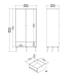 Furniture To Go Cumbria Wardrobe With 2 Doors + 2 Drawers In Dark Grey - thumbnail 9