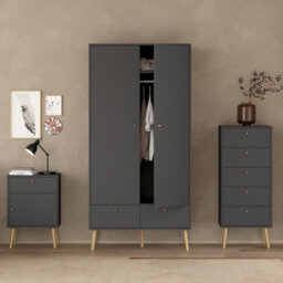 Furniture To Go Cumbria Wardrobe With 2 Doors + 2 Drawers In Dark Grey - thumbnail 7