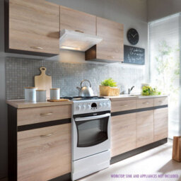 Heze Furniture Summer 7 Unit Kitchen Cabinets Set 230Cm In Sonoma Oak & Wenge - thumbnail 1