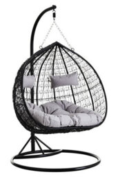 Orsina Double Black Hanging Chair With Round Base, Spacious Seating Hanging Chair, Easy To Clean Swing Chair - thumbnail 6