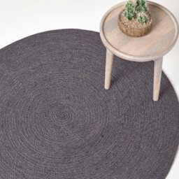 Homescapes Grey And Black Handmade Woven Braided Rug, 120 Cm Round - thumbnail 1