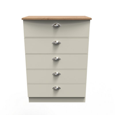 Albert 5 Drawer Chest In Cream Ash & Oak (Ready Assembled) - image 1