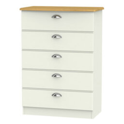 Albert 5 Drawer Chest In Cream Ash & Oak (Ready Assembled) - thumbnail 6