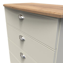 Albert 5 Drawer Chest In Cream Ash & Oak (Ready Assembled) - thumbnail 4
