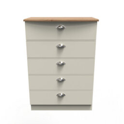 Albert 5 Drawer Chest In Cream Ash & Oak (Ready Assembled)