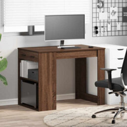 Berkfield Desk With Drawer And Shelf Brown Oak 102X62X77.5 Cm Engineered Wood - thumbnail 3