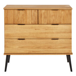 Wyld And Coco Everpine Modern Chest Of Drawers In Light Pine, 4 Drawers, W100 X D45 X H91Cm - thumbnail 1