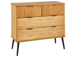 Wyld And Coco Everpine Modern Chest Of Drawers In Light Pine, 4 Drawers, W100 X D45 X H91Cm - thumbnail 3