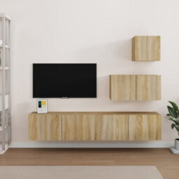 Berkfield 4 Piece Tv Cabinet Set Sonoma Oak Engineered Wood - thumbnail 1
