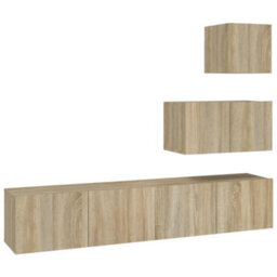Berkfield 4 Piece Tv Cabinet Set Sonoma Oak Engineered Wood - thumbnail 2