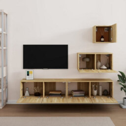 Berkfield 4 Piece Tv Cabinet Set Sonoma Oak Engineered Wood - thumbnail 3