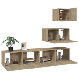 Berkfield 4 Piece Tv Cabinet Set Sonoma Oak Engineered Wood - thumbnail 4