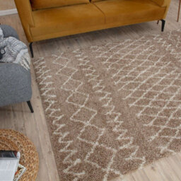 The Rugs Moroccan Shaggy Rugs And Runners Soft Fluffy Tribal Design High Pile Beige And Ivory Living Room Kitchen Hallway 920 - thumbnail 8