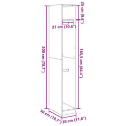 Berkfield Wardrobe Smoked Oak 30X50X200 Cm Engineered Wood - thumbnail 9