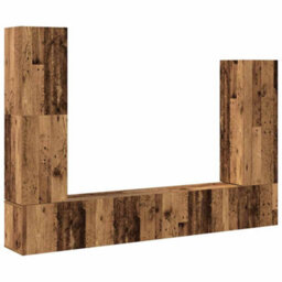 Berkfield Classic 4 Piece Tv Cabinet Set Wall-Mounted Old Wood Engineered Wood - thumbnail 1