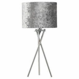 Set Of 2 Chrome Tripod 52Cm Table Lamp Bedside Lights Grey Crushed Velvet Shades - thumbnail 3