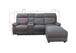 DS Living Sorento Recline Right Hand Corner 3 Seater Fabric Sofa In Grey Or Cream - thumbnail 7