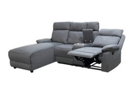 DS Living Sorento Recline Right Hand Corner 3 Seater Fabric Sofa In Grey Or Cream - thumbnail 3