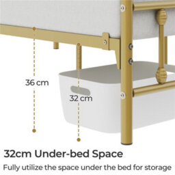 Yaheetech Antique Gold Double Metal Platform Bed Frame With High Headboard And Footboard - thumbnail 6