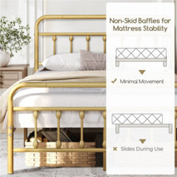 Yaheetech Antique Gold Double Metal Platform Bed Frame With High Headboard And Footboard - thumbnail 8