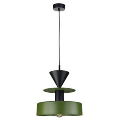 Luminosa Lighting Luminosa Valia Dome Pendant Ceiling Light Green, Black 1X E27 - thumbnail 1