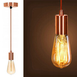 Yellow Brass Vintage Industrial Pendant Light 2 Pack E27 Ceiling Lamp Holder With Metal Ceiling Rose & 95Cm Braided Cable - thumbnail 4