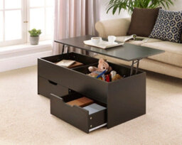 Home Source Bruges 2 Drawer Lift Up Coffee Table Black - thumbnail 1