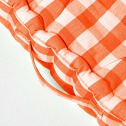 Homescapes Orange Block Check Cotton Gingham Floor Cushion, 40 X 40 Cm - thumbnail 4