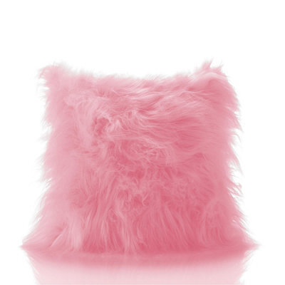 "Luxury Living Monglian Mohair 18"" Cushion. Long Fur Colour Hot Pink" - image 1