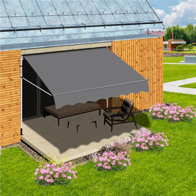 Yaheetech Dark Grey 2M L Manual Retractable Awning With Adjustable Awning Angle And Height - image 1