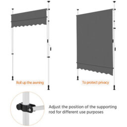 Yaheetech Dark Grey 2M L Manual Retractable Awning With Adjustable Awning Angle And Height - thumbnail 7