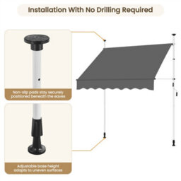 Yaheetech Dark Grey 2M L Manual Retractable Awning With Adjustable Awning Angle And Height - thumbnail 5