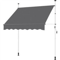 Yaheetech Dark Grey 2M L Manual Retractable Awning With Adjustable Awning Angle And Height - thumbnail 2